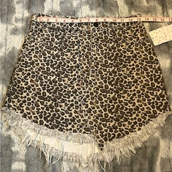 Free People Bailey Denim leopard print skirt Size 26 - Picture 4 of 10